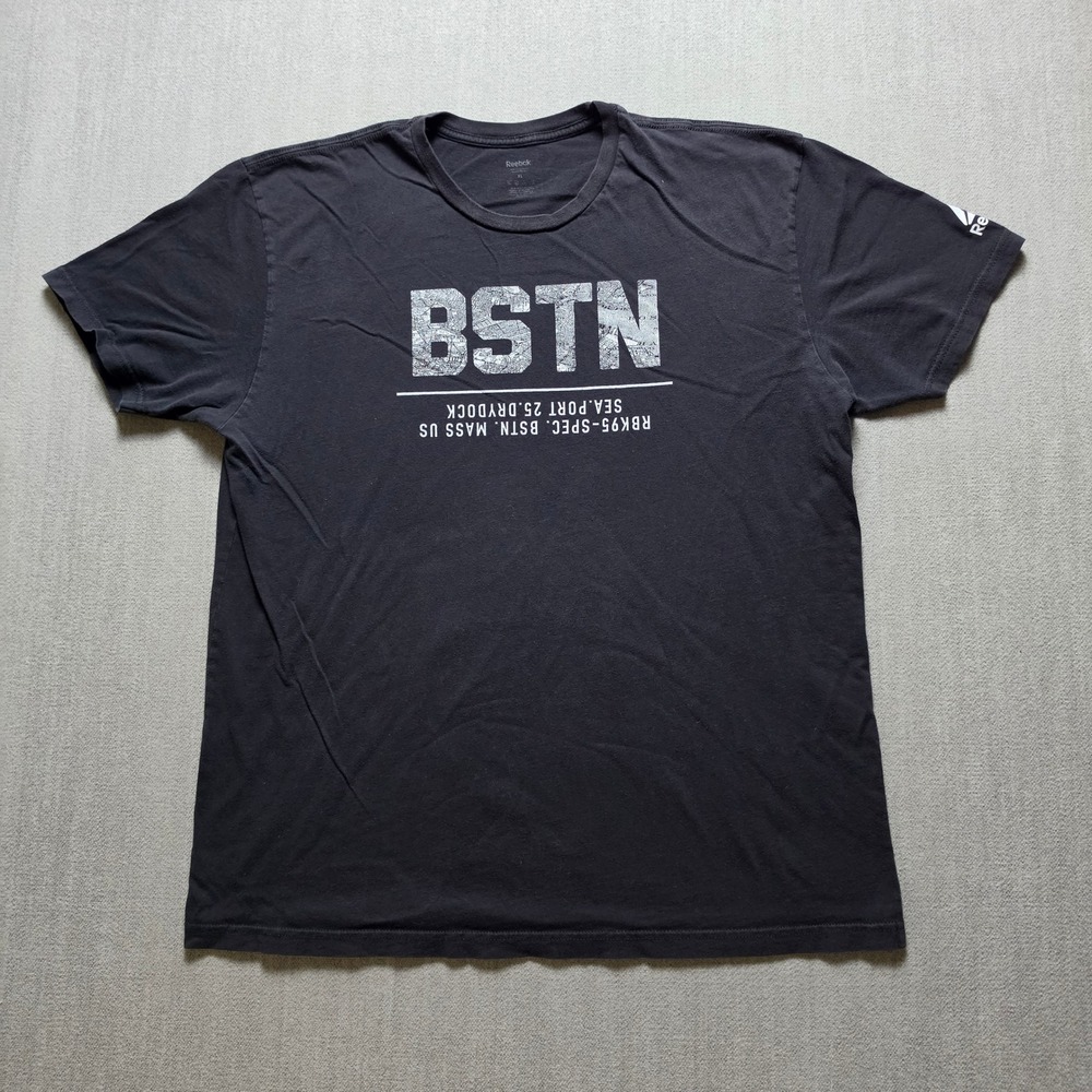 Reebok T-Shirt Mens XL Black BSTN Boston Seaport Graphic Short Sleeve Tee